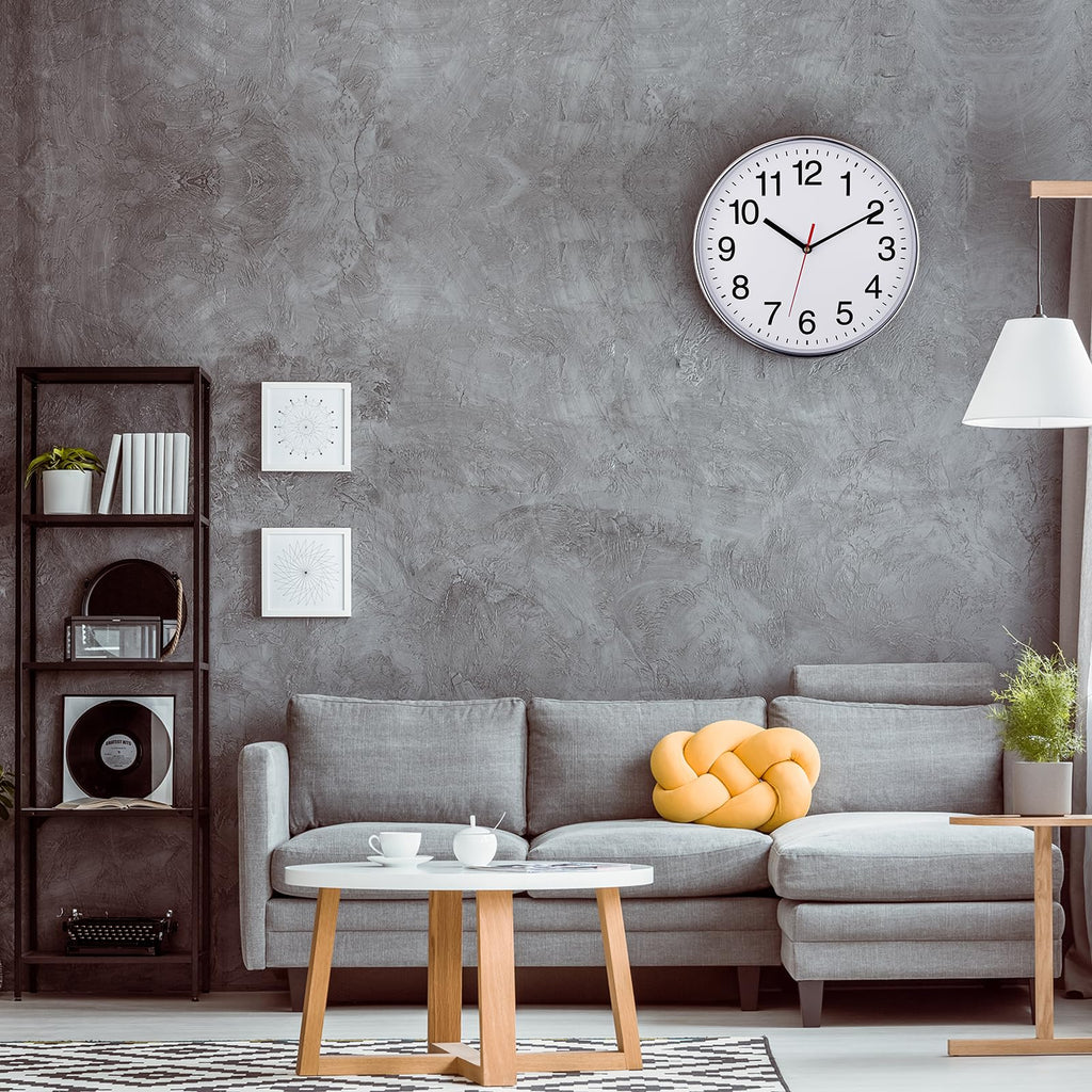 Extra Large Wall Clock - 16" Non Ticking Silent Quartz Black Wall Clocks - Simple Design Wall Clocks Decor, Battery