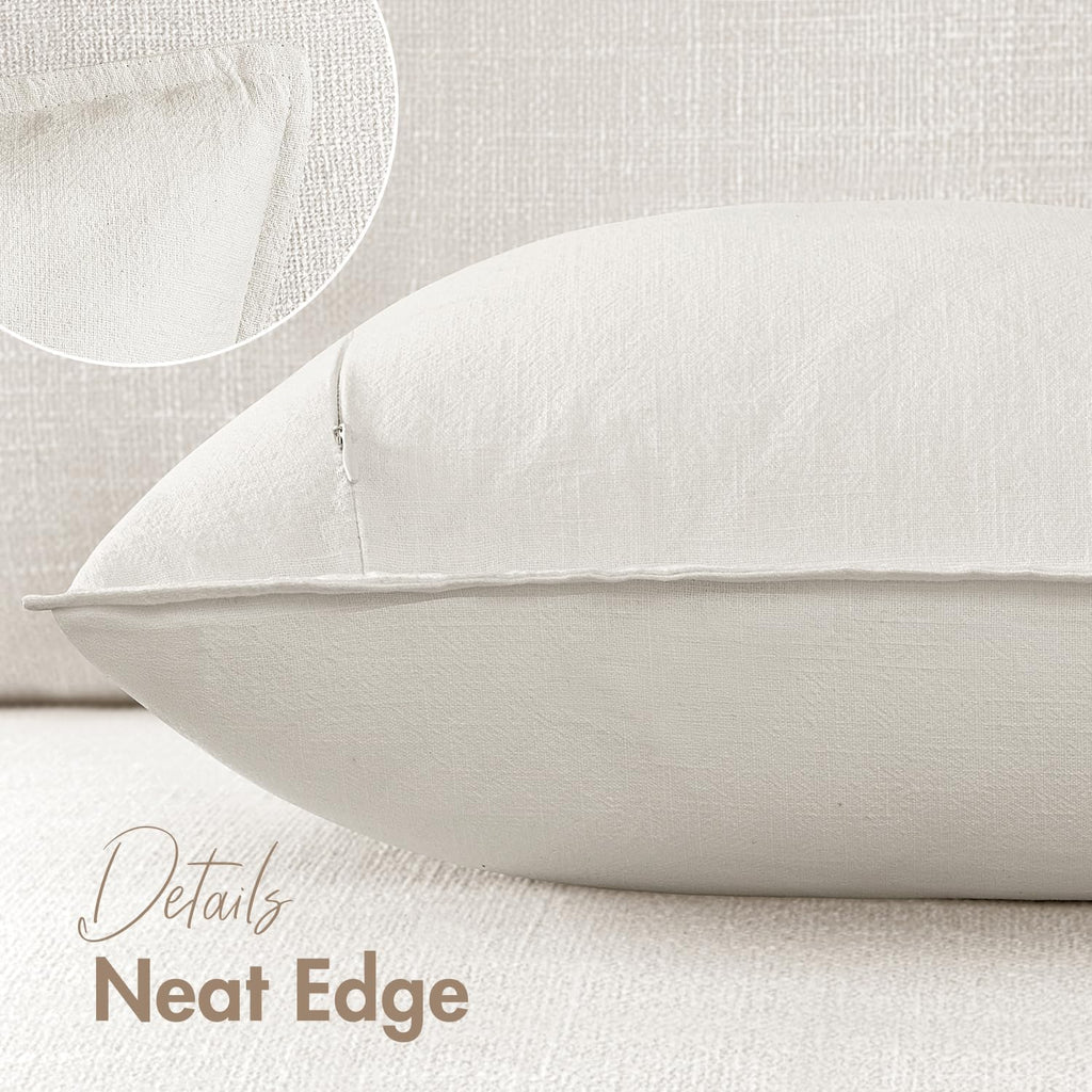 26x26 Inch Set of 2 Euro Sham Decorative Linen Solid Throw Pillow Covers Boho Accent Farmhouse Pillowcases Modern