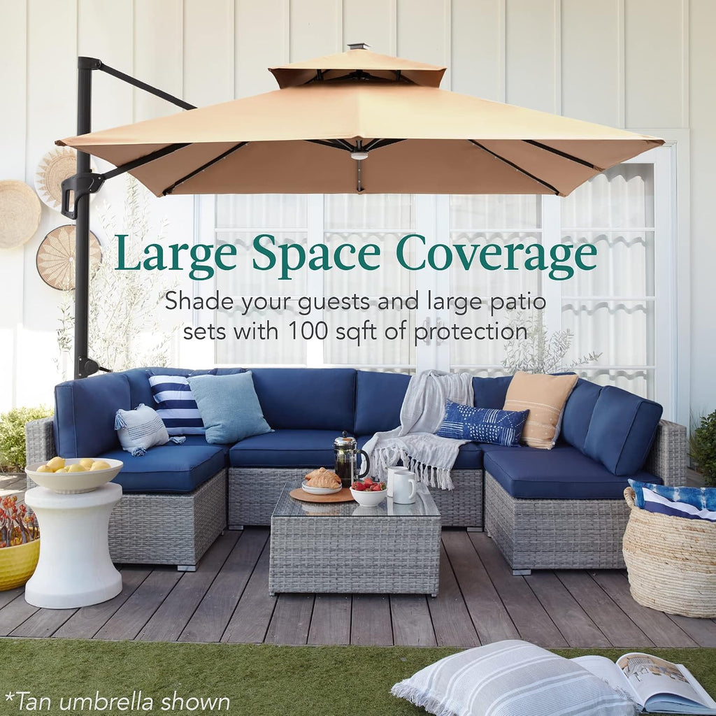 10x10ft Cantilever Patio Umbrella w/Base Included