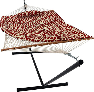 Rope Hammock with Stand for Outside, 450 lb Capacity | Royal Red, Heavy Duty Freestanding Portable Outdoor Hammock