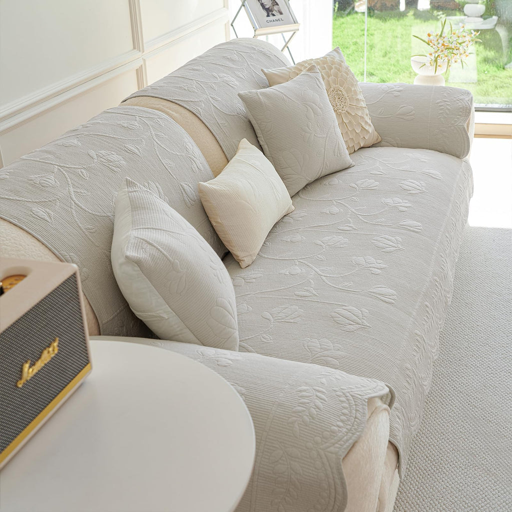 Couch Covers for Sofa Cotton Quilted Sofa Covers for Sectional Sofa(Khaki, 27.6"x27.6")