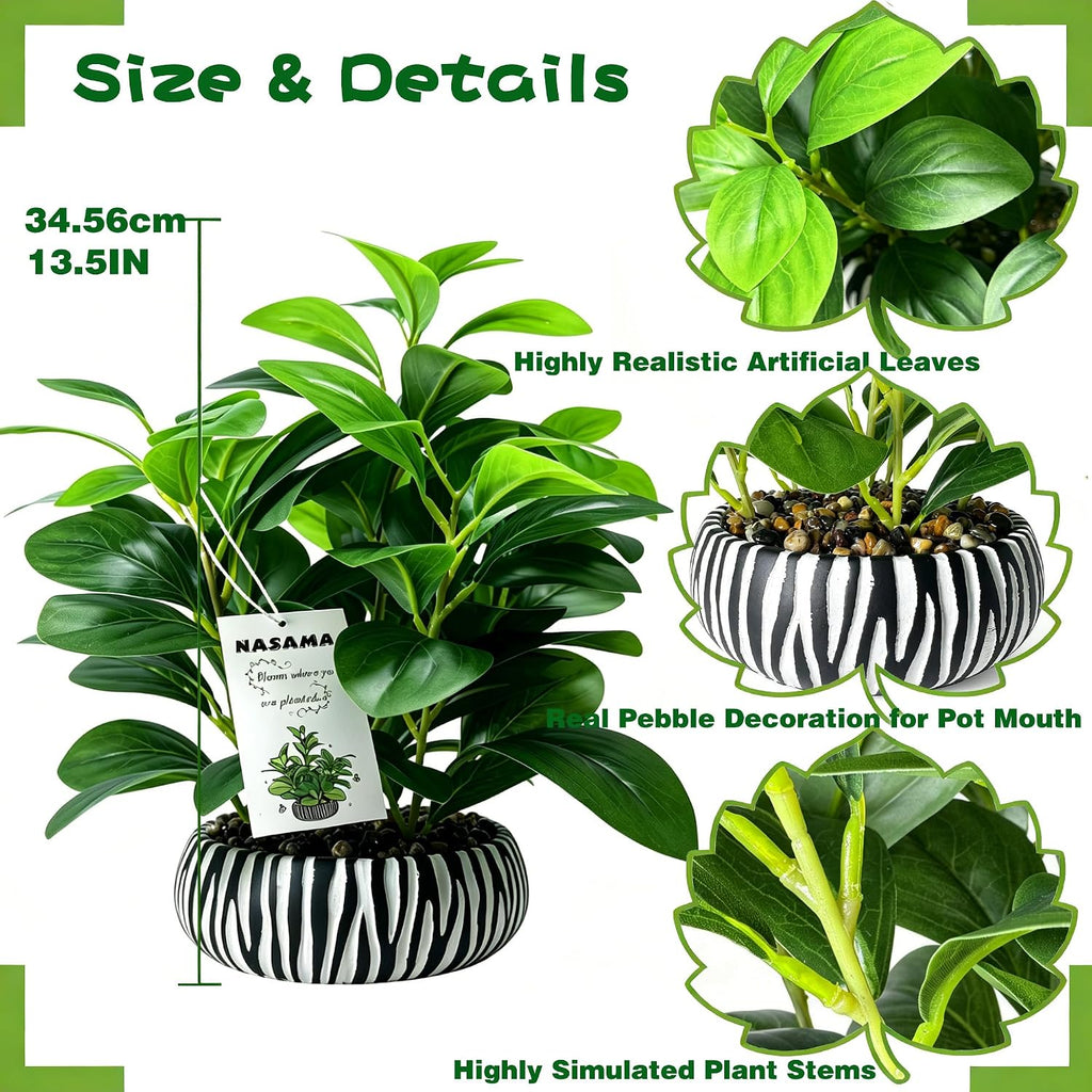 Realistic Artificial Potted Plant, Faux Indoor Greenery Living Room Bookshelf Bathroom Decor, Low-Maintenance