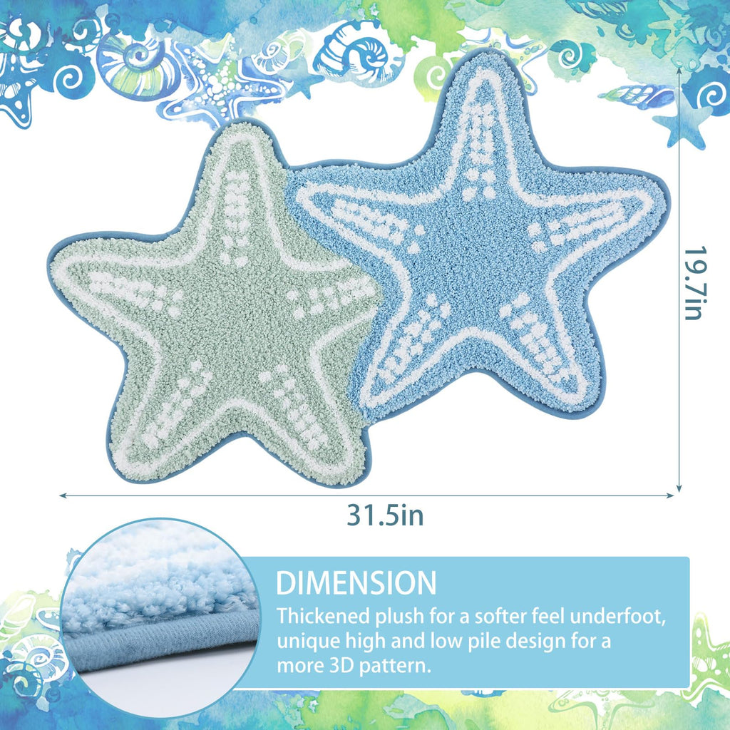 Beach Starfish Bathroom Rug Soft & Absorbent Starfish Shaped Mats