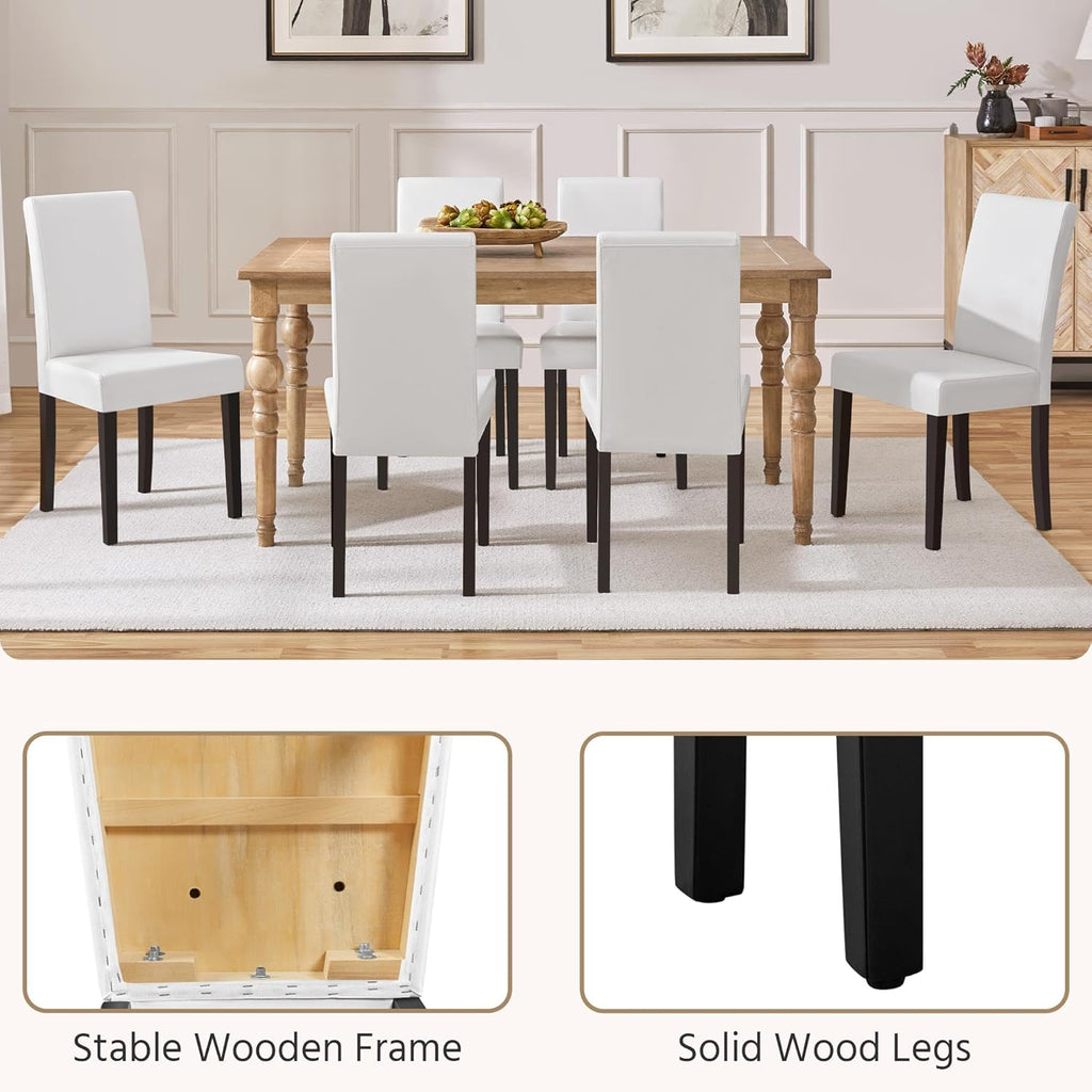 Dining Chairs Set of 2 Faux Leather Modern Dining Room Chairs with Rubberwood Legs and Padded Seat for Kitchen/Living