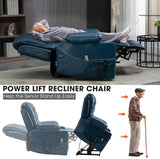 Large Power Lift Recliner Chair Sofa with Massage and Heat for Big and Tall Elderly,Infinite Positions,Dual Motor,Cup