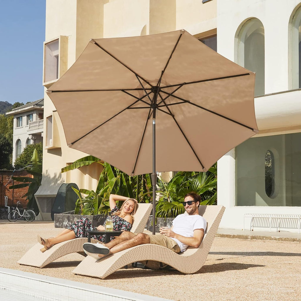9FT Outdoor Patio Umbrella Outdoor Table Umbrella with Push Button Tilt and Crank - Beige