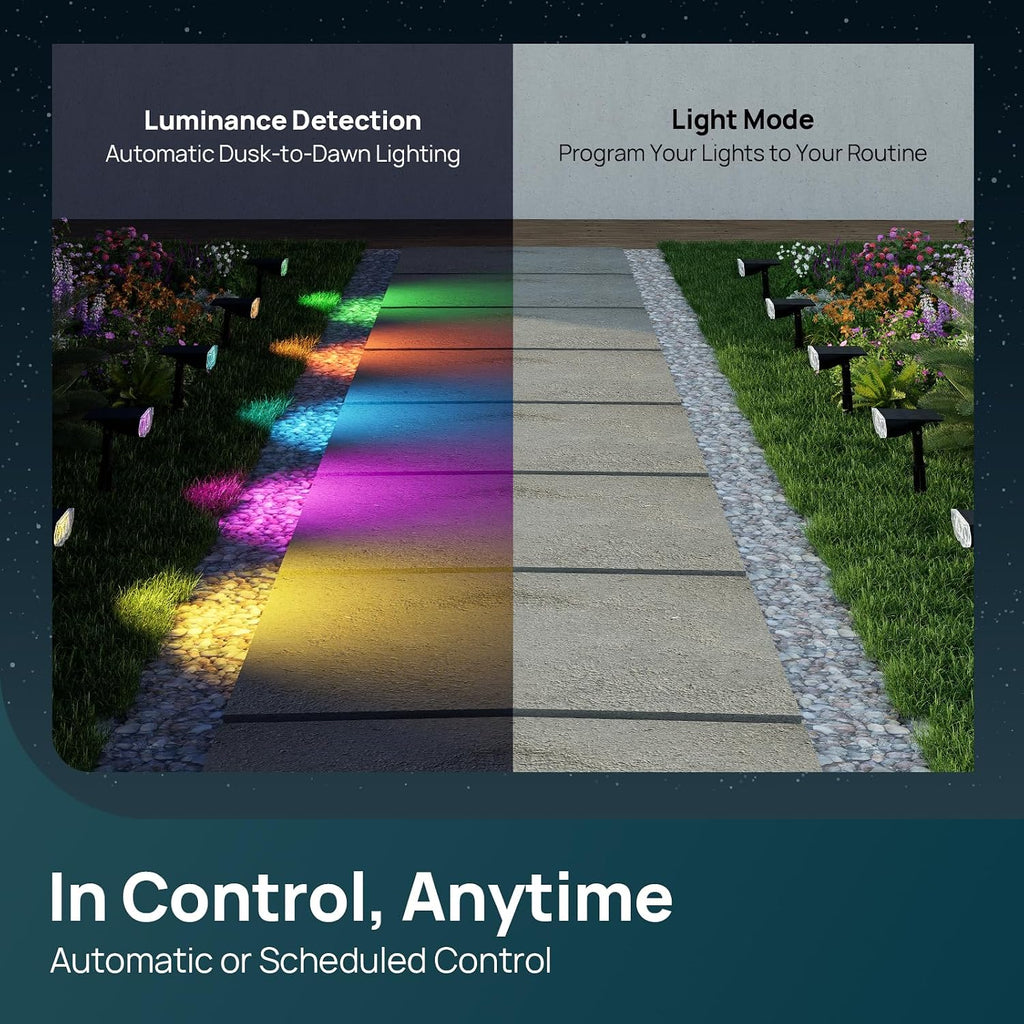 Smart Solar Spot Lights Outdoor SL5C, IP67 Solar Lights Outdoor | Cool/Warm White/Color Changing Spotlight, APP/Voice