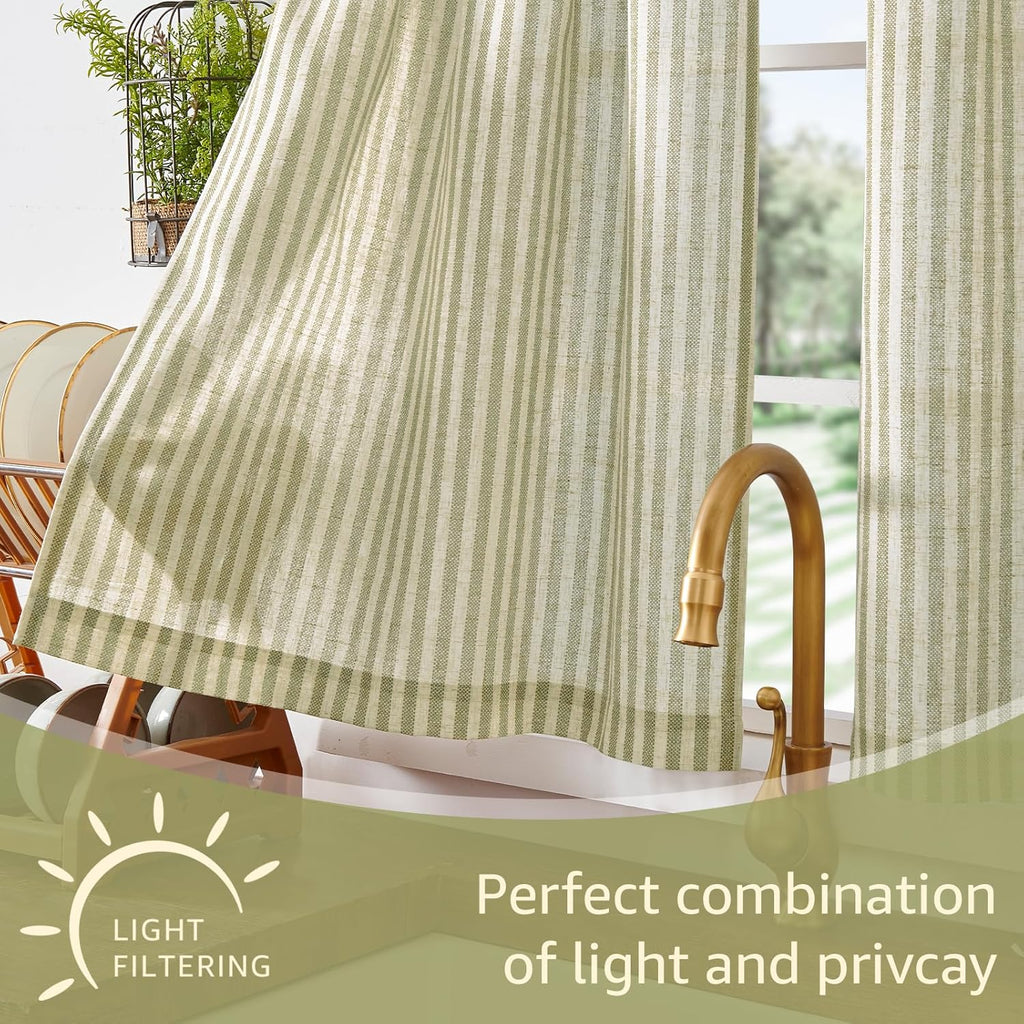 Kitchen Curtains and Valances Set Striped Tier Curtains Ticking Stripe Linen Curtains Pinstripe Cafe Curtains