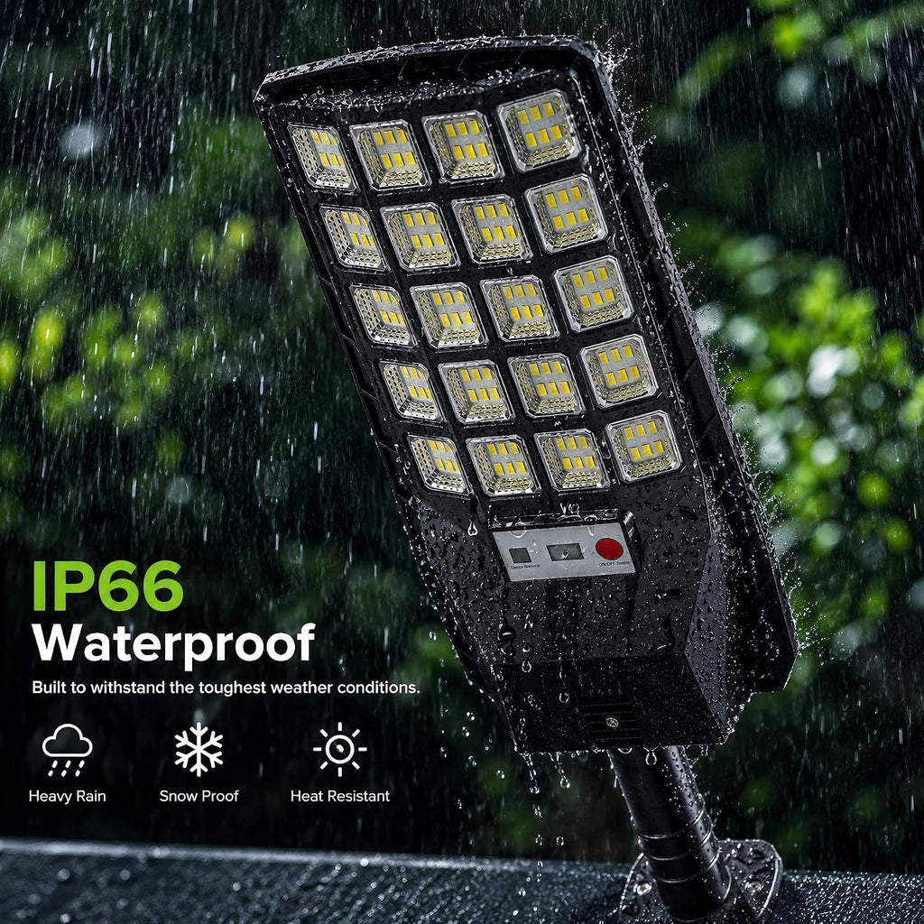 Solar Lights Outdoor, Wide Angle Solar Street Light IP66 Waterproof | 6500K Solar Lights Motion Sensor & Dusk to