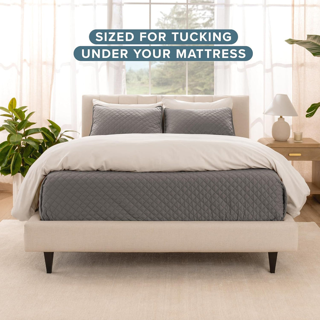 Coverlet Set - Lightweight Bed Decor - Comforter Alternative - All-Season Quilted Bedspread (Grey)