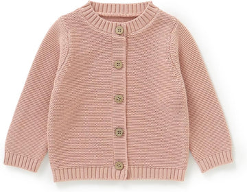 Baby Toddler Cotton Cardigan, Solid Color Sweater, Boys and Girls