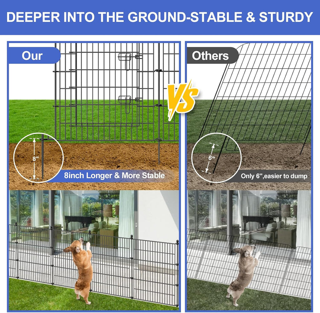 10 Panels No Dig Decorative Garden Fence with Gate, 40 in(H) X 23.6 ft(L) Outdoor Dog Rabbits Fence, Animal Barrier