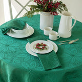 Poinsettia Palace Damask Fabric Table Cloth, Holiday, Winter, and Christmas Tablecloth (Poinsettia P