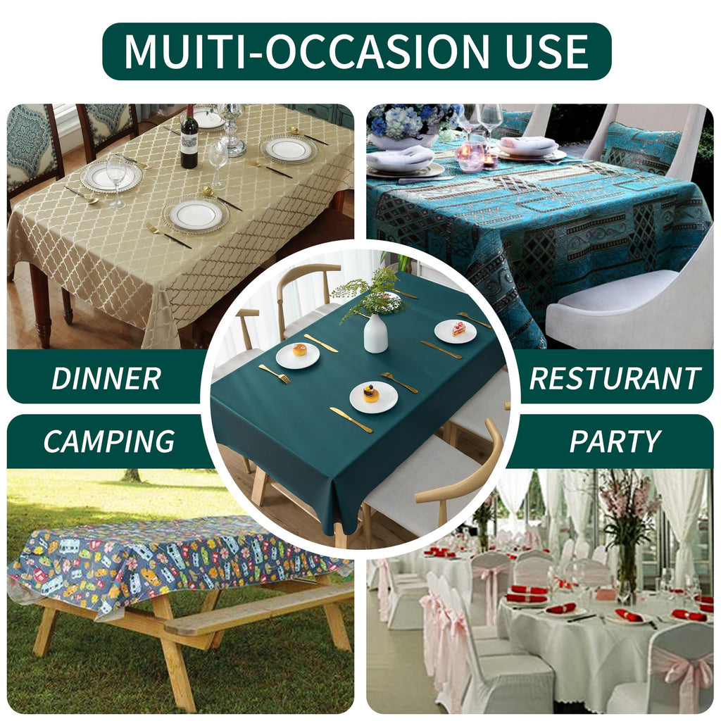 Rectangle Table Cloth, 100% Waterproof Tablecloth Oil Proof Spill Proof Vinyl Table Cloth, Wipe Clean Plastic Table