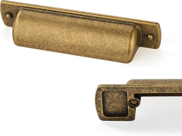 6 Pack Brass Cup Pulls 2-1/2"(64mm) Center to Center Drawer Pulls Antique Brass Cabinet Cup Pulls Kitchen Cabinet