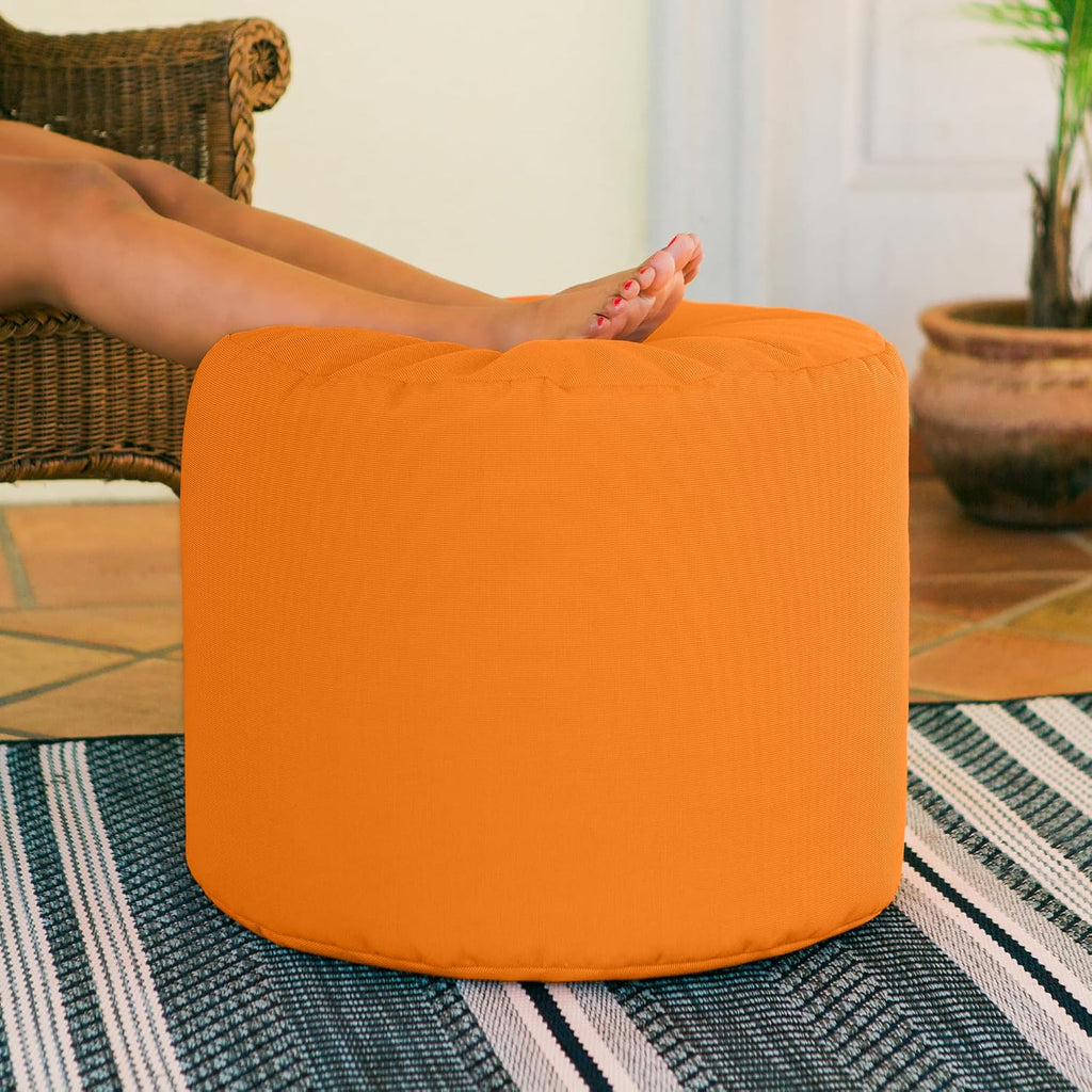Spring Outdoor Ottoman/Side Table, Premium Sunbrella, Tangerine