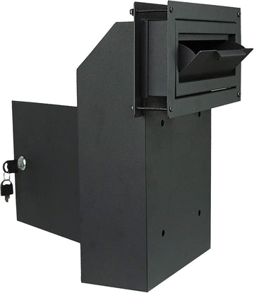 Door Drop Box for Mail, Rent, Deposit, and Night Key - Through The Door Locking Steel Mailbox with Rear Access (Black)
