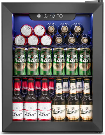1.7 Cu.Ft Beverage Refrigerator Cooler - 68 Can Mini Fridge Glass Door for Drink