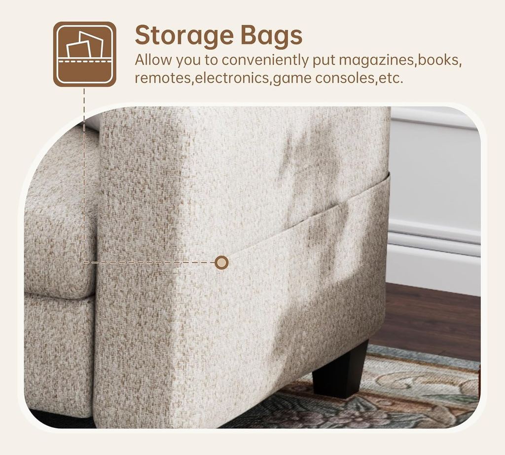 Sectional Couches for Living Room - Convertible L Shaped Couch with Storage Ottoman
