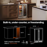 24 Inch Wine and Beverage Refrigerator, 60 Cans 20 Bottles Dual Zone Cooler with