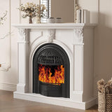 80 Inch Electric Fireplace TV Stand with Mantel, Birdcage-Style Fireplace Heater and Carved Column Design, Entertainment Center for Living Room or Bedroom, Black