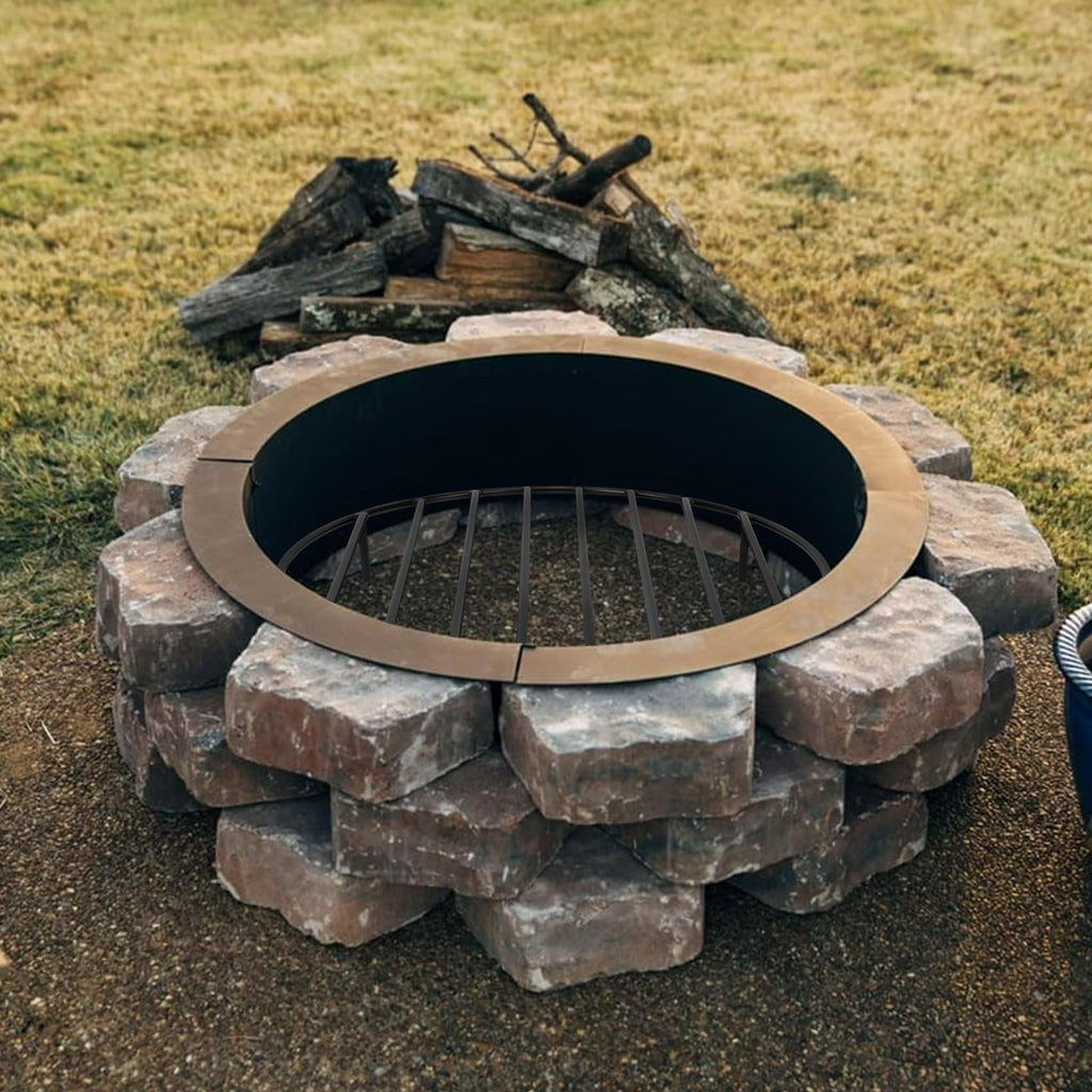 Heavy Duty Fire Pit Grate with High Temp Coating & Removable Legs
