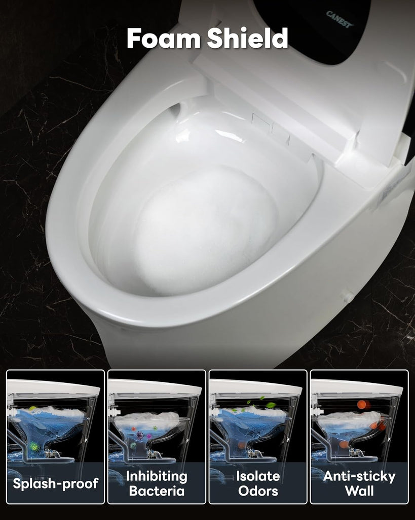 Smart Toilet with ADA Chair Height, Foam Dispenser, 1.1/1.6GPF Dual-Flush Bidet Toilet, 12" Rough-in