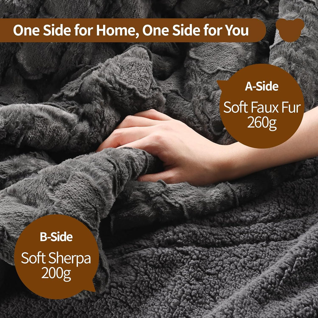 Heated Blanket Twin, 62"x84" Electric Blanket with 10 Heat Levels & 1-12H Adjustable Auto Off, Faux Fur and Sherpa