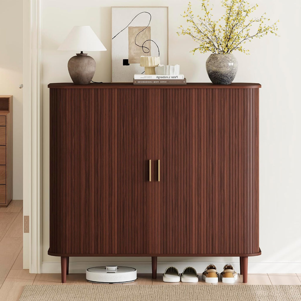 Shoe Storage Cabinet with Sliding Door, 6-Tier Shoe Cabinet with Adjustable Shelves, Modern Freestanding Shoe Storage