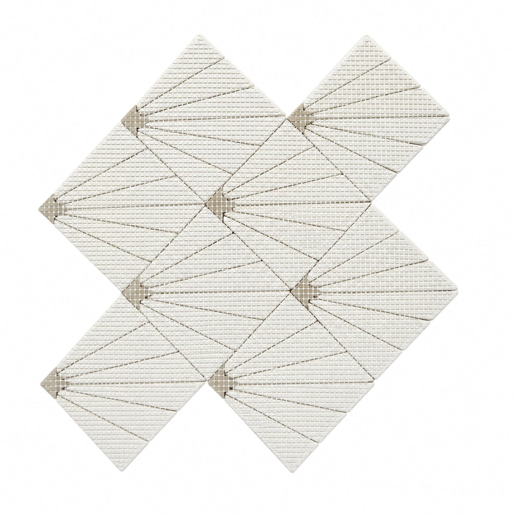 Marble Mosaic Tile Shower and Bathroom Walls, Thassos Marble with Brass Accent, Waterjet Backsplash Tile, 11" × 11"