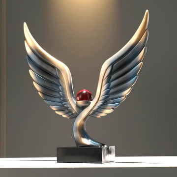 Abstract Eagle with Crystal Ball Statue Resin Art Sculpture Frgurines Gift Decor Office Living Room Desktop Display
