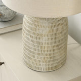 Home 24" Eggshell (Beige) Textured Honeycomb Cottage Farmhouse Table Lamp Table, Living Room, Dining, Entryway
