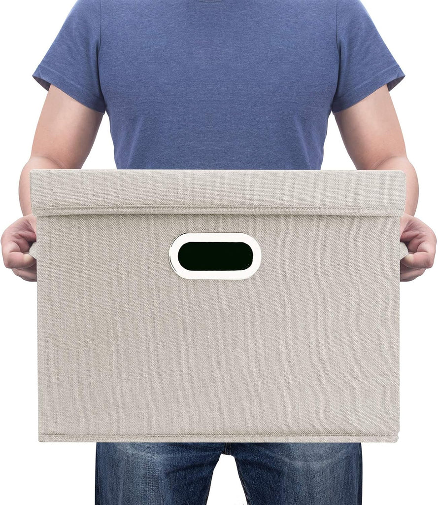 Large Storage Bins with Lids, Collapsible, Washable, Fabric Storage Boxes for Organizing, 17.3x11.8x11.4 inches, 5
