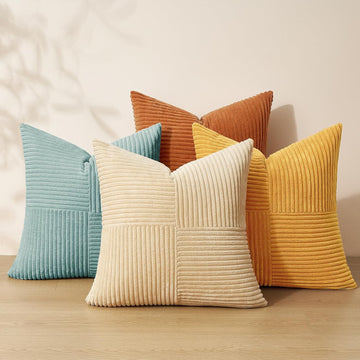 Fall Pillow Covers Set of 4,Soft and Cozy Velvet Blue Throw Pillow Covers,Mix and Match