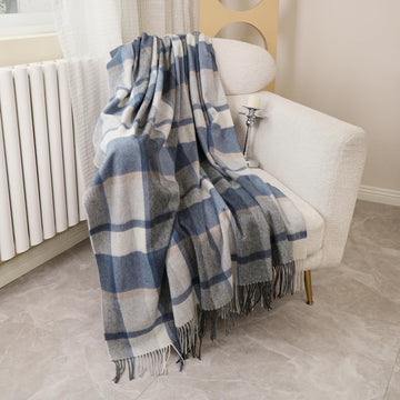 100% Wool Throw Blanket, Super Soft Lightweight Blanket for Couch