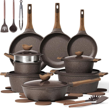 26pcs Pots and Pans Set, Nonstick Cookware Sets | Induction Kitchen Cooking Set, Special Texture Design, Ultra