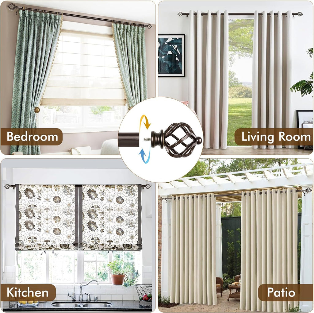 Bronze Curtain Rod, Adjustable Curtain Rods for Windows, 3/4 Inch Splicing