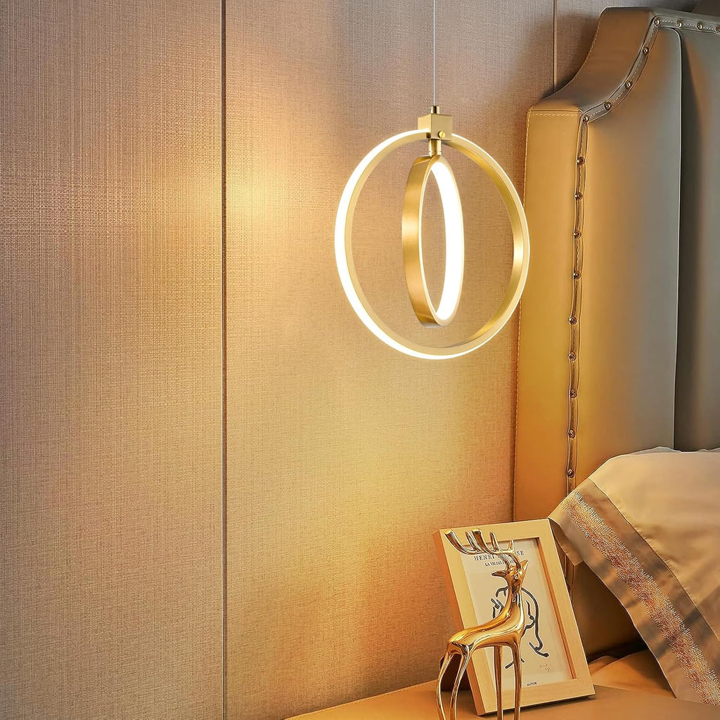 Modern LED Chandelier Gold Ring Pendant Light Fixtures 4000K Dimmable Height Adjustable Pendant Lighting for Dining