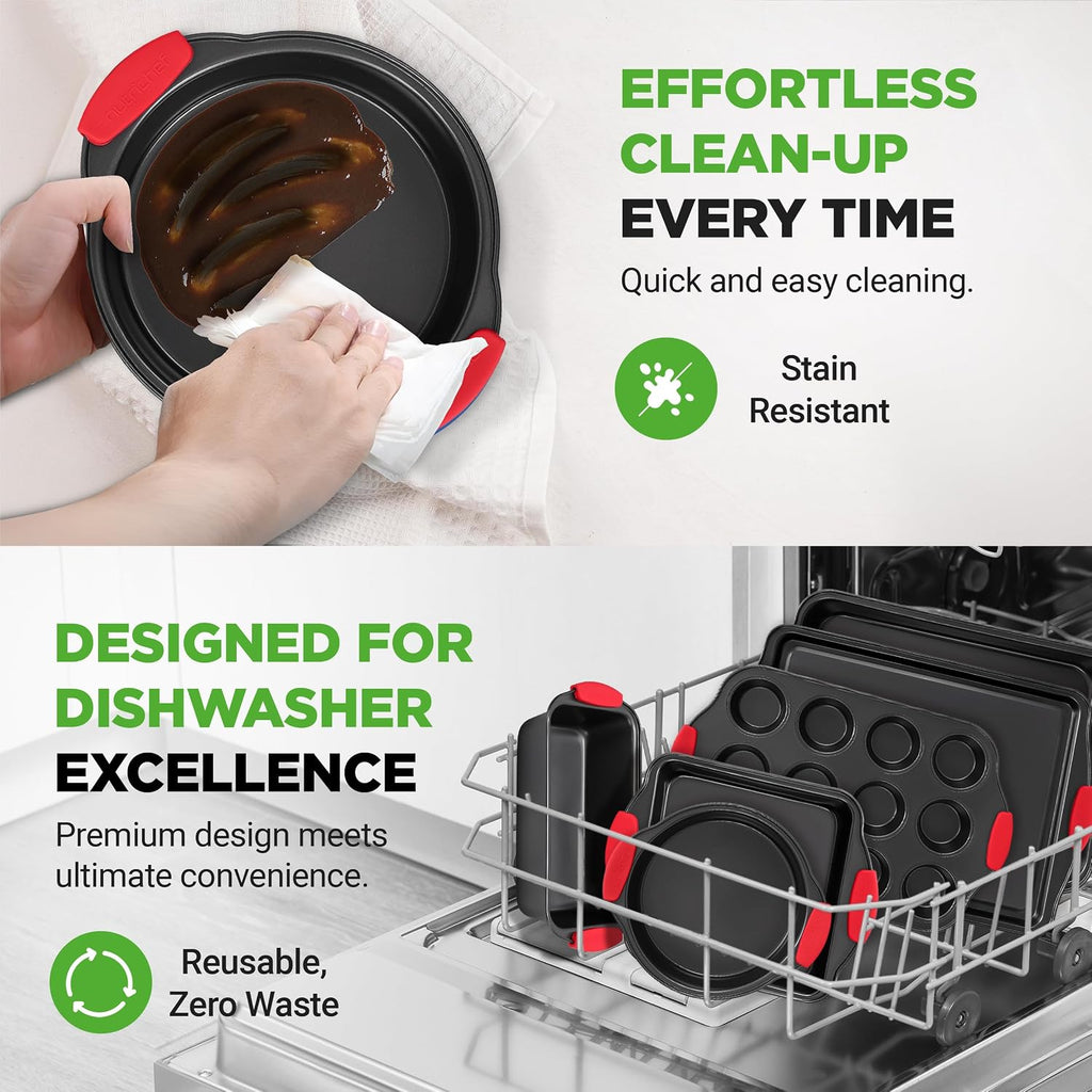 Pans Set - 6 Piece Bakeware with Nonstick Carbon Steel for Easy Release and Cleanup, Durable and Versatile Design