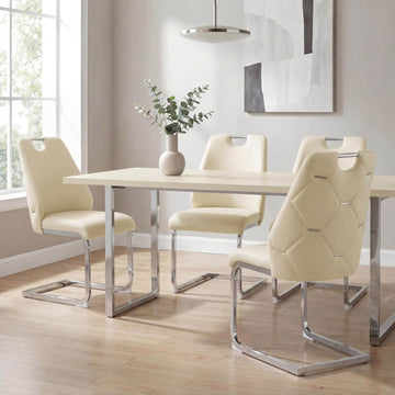 Dining Room Chairs Set of 4, Silla De Comedor, Modern Dining Chairs Set of 4 with Leather,Geometric Tufted Back