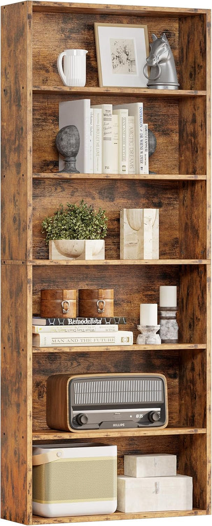Industrial Bookshelves and Bookcases Floor Standing 6 Shelf Display Storage Shelves 70 in Tall Bookcase Home Decor