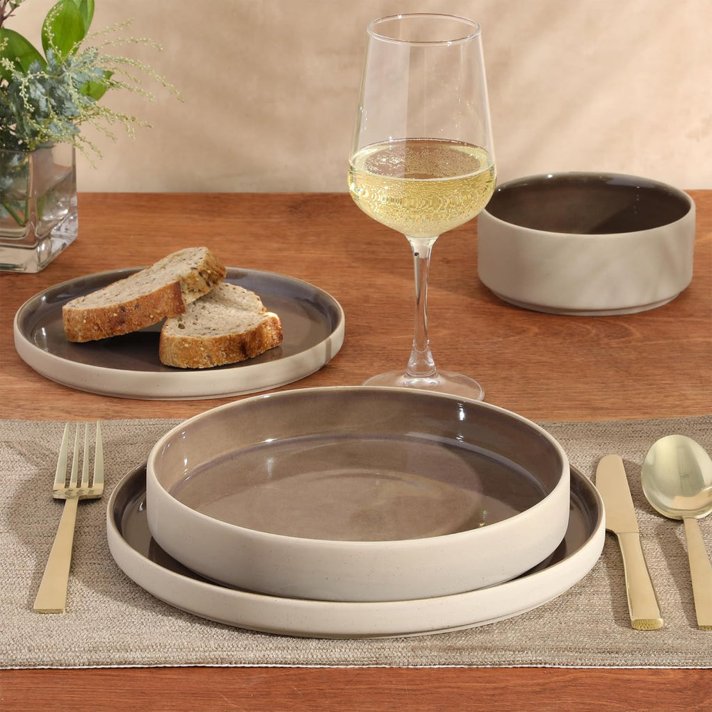 Liberty Bay 16-Piece Pottery Clay Stoneware Dinnerware Set