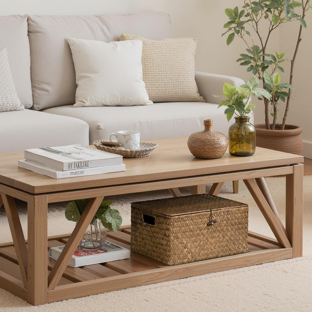 Wicker Baskets with Lid for Organizing, Seagrass Storage Baskets for Shelves, Decorative Box with Built-in Handles