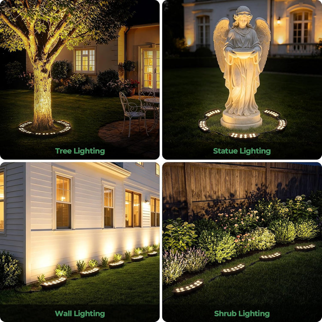 Outdoor Ring Tree Lights, 12V 72W Aluminum LED Landscape Uplighting for Trees, 2700K Warm White, Low Voltage IP65