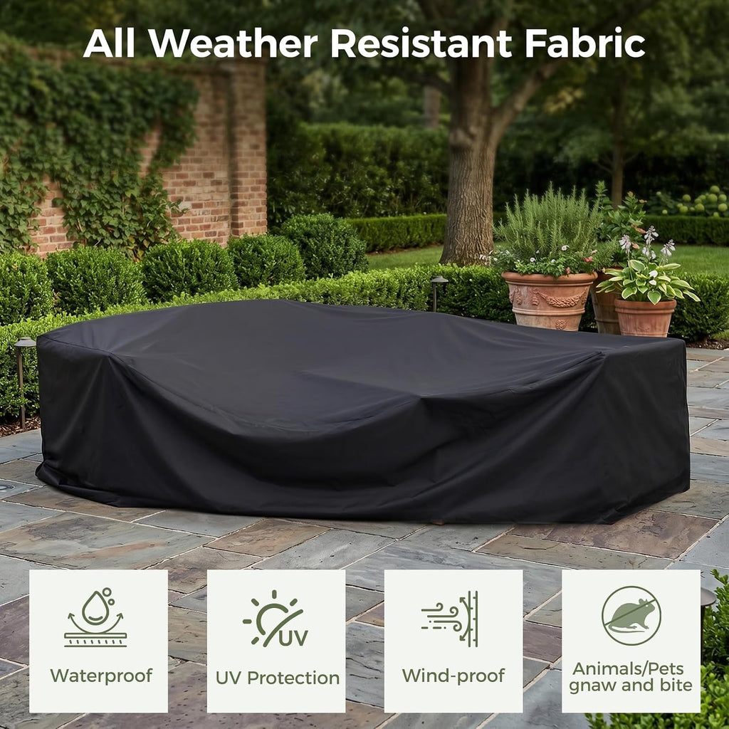 Patio Sectional Furniture Set with Waterproof Cover, Oversized Wicker Outdoor Furniture Set w/Water-Resistant Fabric