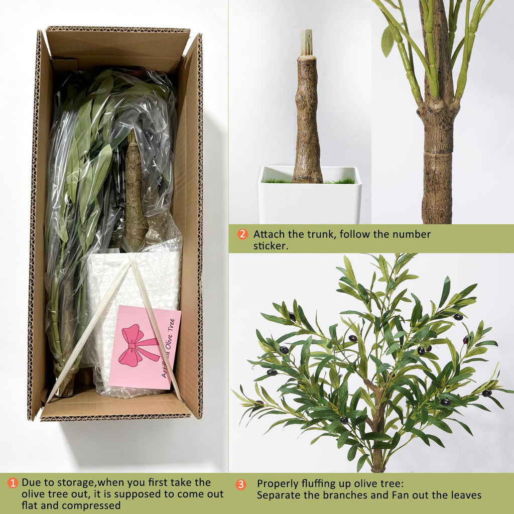 Small Olive Tree, 3ft Faux Olive Trees with Planter