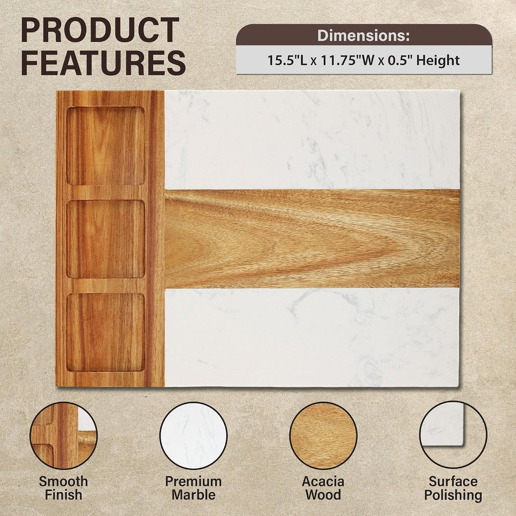 Marble Cutting Board Set, Charcuterie Cheese Boards, 3 Bowls, 3 Spoons, 4 Charcuterie Utensils, Meat, Fruits