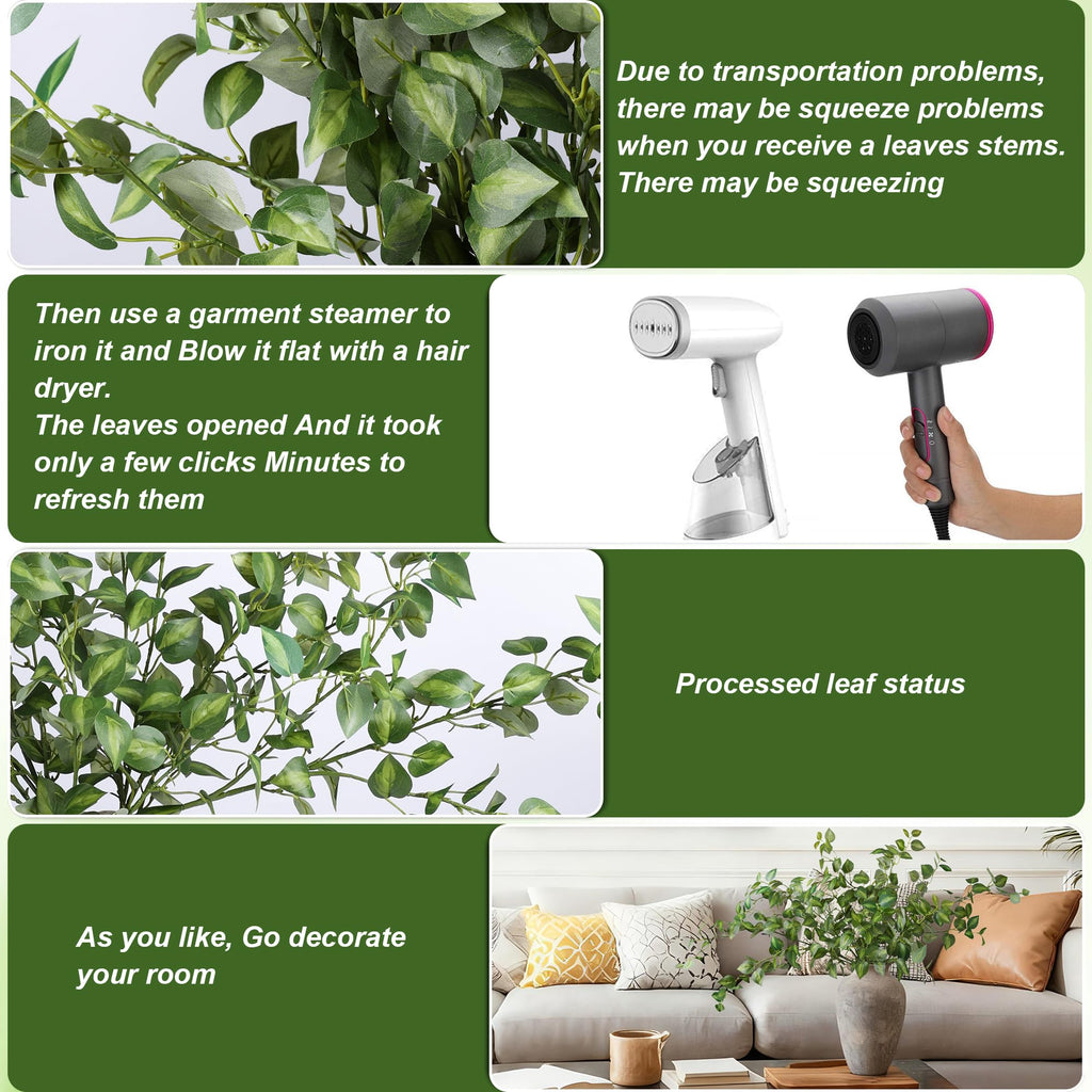 5PCS Artificial Eucalyptus Leaves Stem Plants for Spring Decor, 32.7 inch Fake Leaves Greenery Branches Green Shrubs