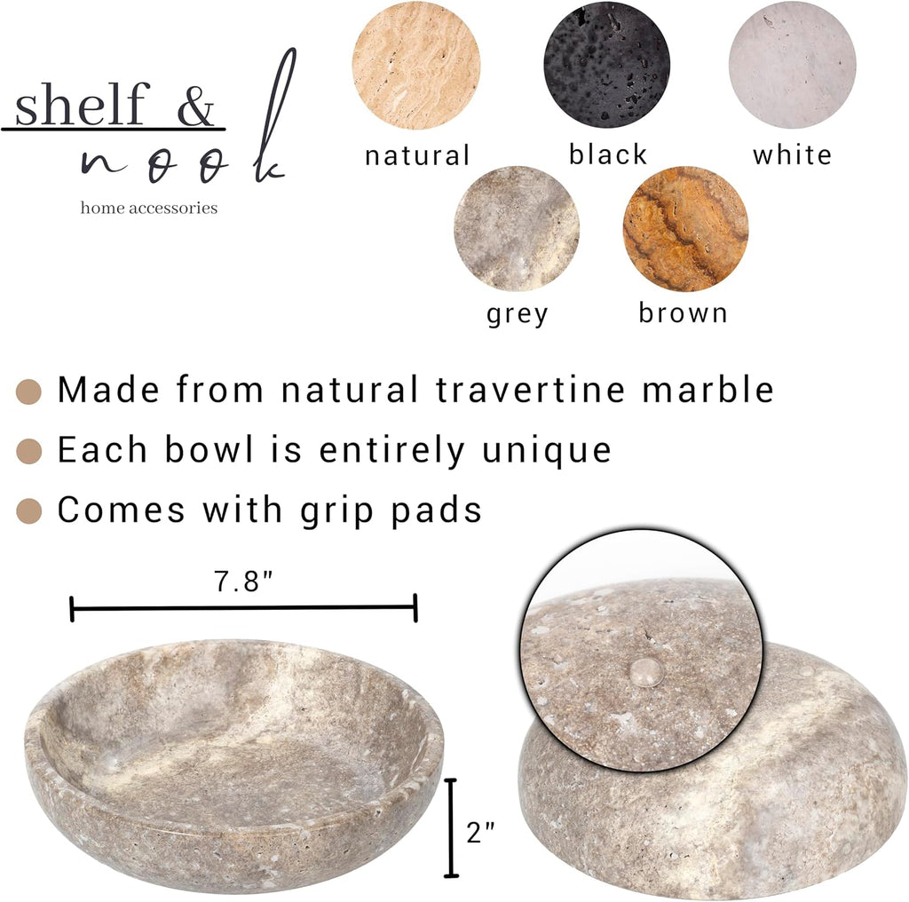 Travertine Decorative Bowls Decor. Key Bowl Table in a Choice of 5 Colors (Silver-Gray, Small)