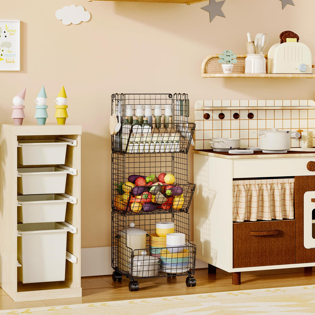 3 Tier Rolling Toy Organizer Cart with Wheels for Toy Storage